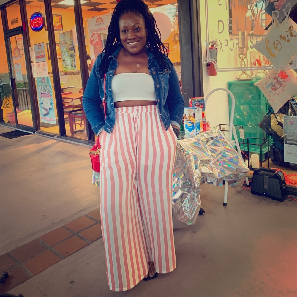 Plus Size Red Ivory Pants